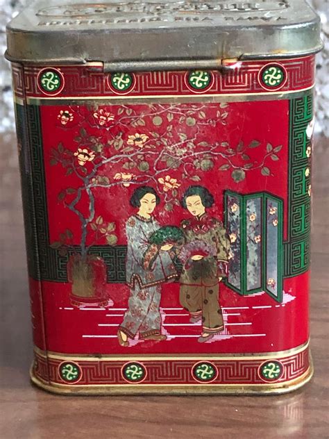 murchine flowered metal tea box|vintage Murchie's tin tea box container geisha England .